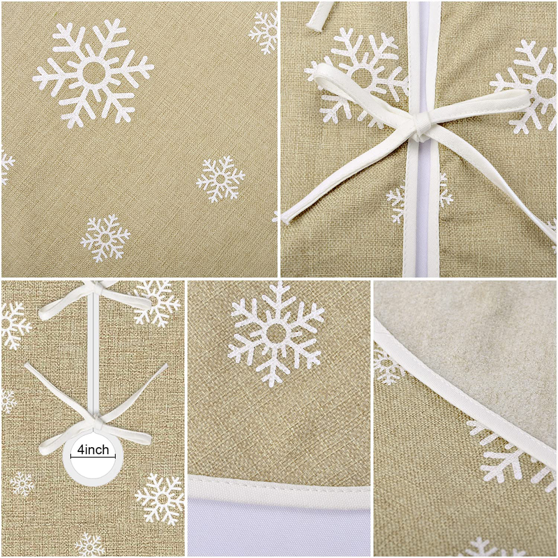 Sofevaim Christmas 48 Inch Burlap Tree Skirt,White Snowflake for Rustic Xmas New Year Party Holiday Indoor Outdoor Decorations Home & Garden > Decor > Seasonal & Holiday Decorations > Christmas Tree Skirts Sofevaim   