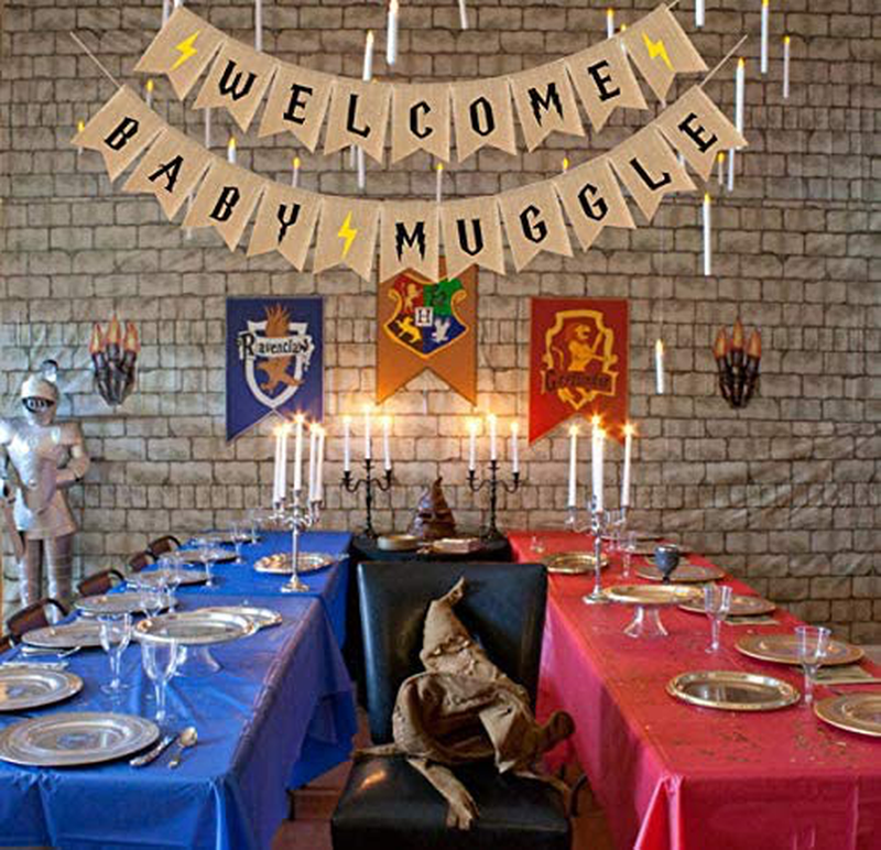 Rustic Baby Shower Party Decorations,Welcome Baby Muggle Burlap Banner,Baby Announcement and Gender Reveal Party Supplies and Favors,Vintage Garland and Sign,Suitable for Harry Potter Themed Party Decor,Baby Boy Girls Nursery Room Decor