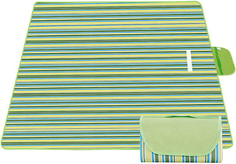 CLINFISH 80"x80" Extra Large Outdoor Picnic Blanket Protable Waterproof Blanket, Sand Proof Beach Mat Family Outdoor Blanket for Camping Hiking Travel Home & Garden > Lawn & Garden > Outdoor Living > Outdoor Blankets > Picnic Blankets CLINFISH Yellow-blue 80*80 