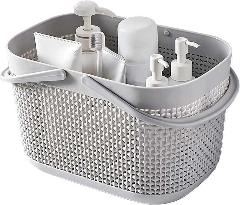 Portable Plastic Shower Caddy Baskets, Rattan Standing Storage Organizer Bins, Portable Shower Caddy Tote Bag with Handles, Hollow Cleaning Caddy with Holes for Bathroom, College Dorm, Kitchen, Home - Black Sporting Goods > Outdoor Recreation > Camping & Hiking > Portable Toilets & Showers HOUZHENG Eye Gray  