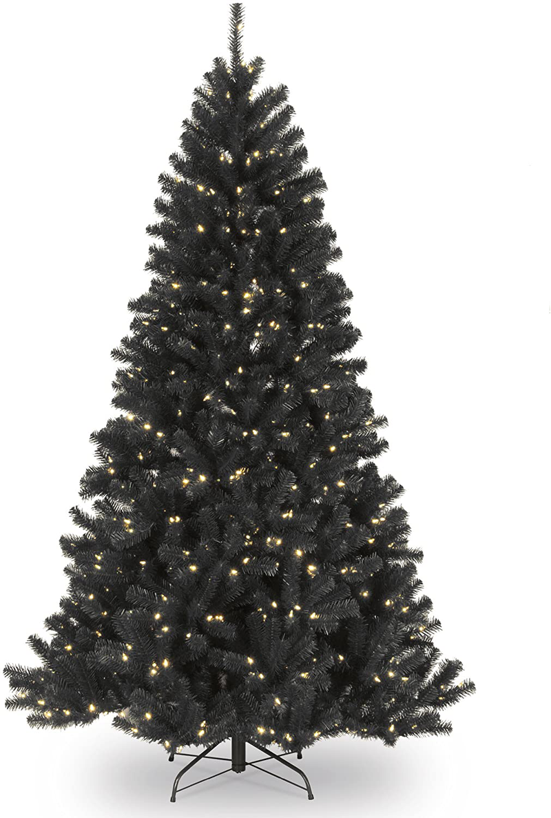 National Tree Company Pre-lit Artificial Christmas Tree | Includes Pre-strung White Lights and Stand | North Valley Black Spruce - 7.5 ft