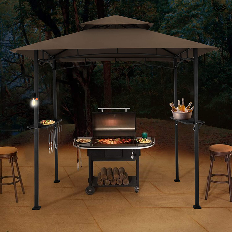 MEWAY 8x5 Grill Gazebo Double Tiered Outdoor BBQ Canopy Tent, Brown Home & Garden > Lawn & Garden > Outdoor Living > Outdoor Structures > Canopies & Gazebos MEWAY   