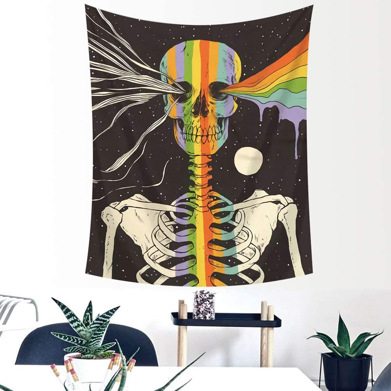 Skull Sunflower Spaceman Large Tapestry Wall Hanging for Room Decorative (59x78.74inch(150x200cm), Skull) Home & Garden > Decor > Artwork > Decorative Tapestries HoneyDec   