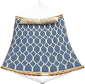 SONGMICS Hammock, Quilted Hammock with Curved Bamboo Spreaders, Pillow, 78.7 x 55.1 Inches, Portable Padded Hammock Holds up to 495 lb, Blue and Beige Rhombus UGDC034I02 Home & Garden > Lawn & Garden > Outdoor Living > Hammocks SONGMICS Blue and Beige Rhombus  