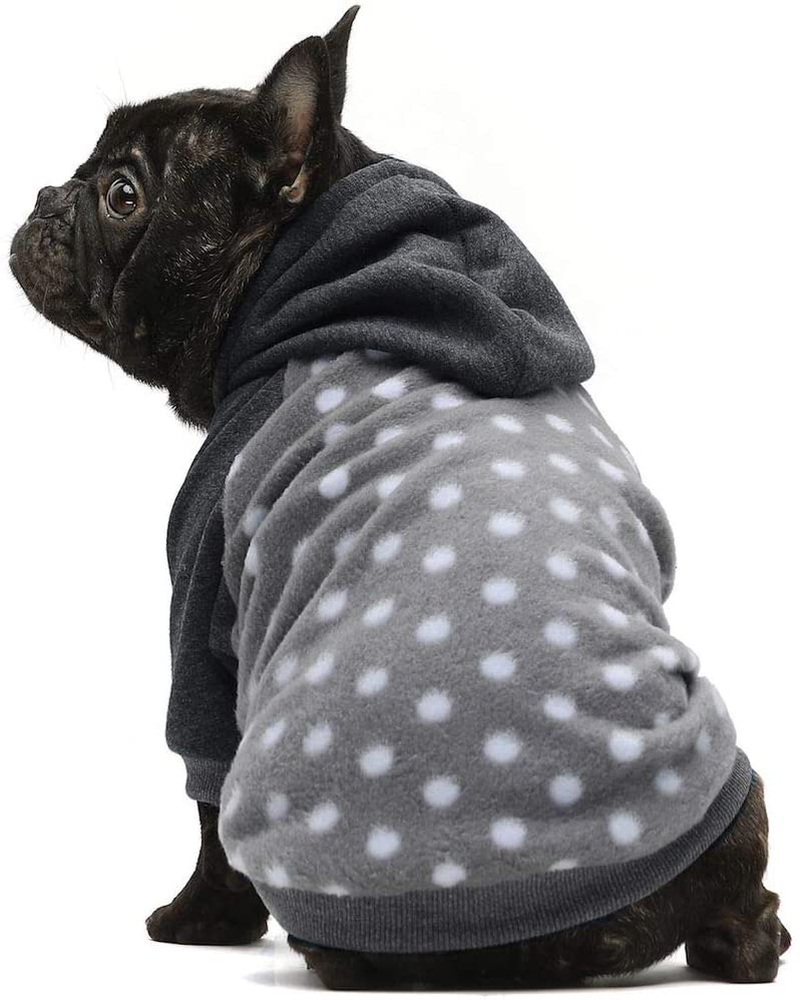 Fitwarm Polka Dot Pet Clothes Dog Hoodie Sweatshirts Pullover Cat Jackets Fleece Pink Animals & Pet Supplies > Pet Supplies > Dog Supplies > Dog Apparel Fitwarm Grey Medium 