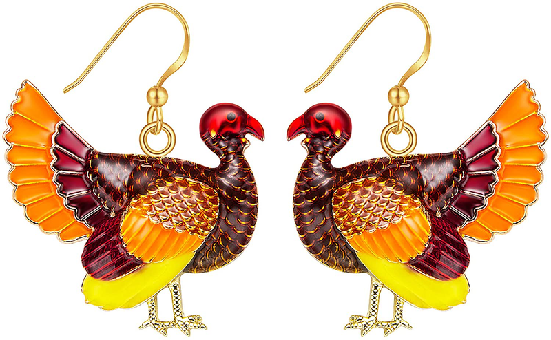 Christmas Earrings for Womens Girls, Enameled Xmas Holiday Jewelry Thanksgiving Turkey Drop Dangle Earrings Set Home & Garden > Decor > Seasonal & Holiday Decorations& Garden > Decor > Seasonal & Holiday Decorations M MIRACULOUS GARDEN 1Pairs Gold-plated c  