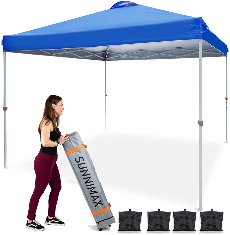 SUNNIMAX 10x10 Pop up Canopy Tent, Patio Instant Gazebo & Outdoor Sun Shelter with Waterproof Roof Wheeled Carrying Bag, Bonus 4 Weight Bags– (White) Home & Garden > Lawn & Garden > Outdoor Living > Outdoor Structures > Canopies & Gazebos SUNNIMAX SOTRE Blue  