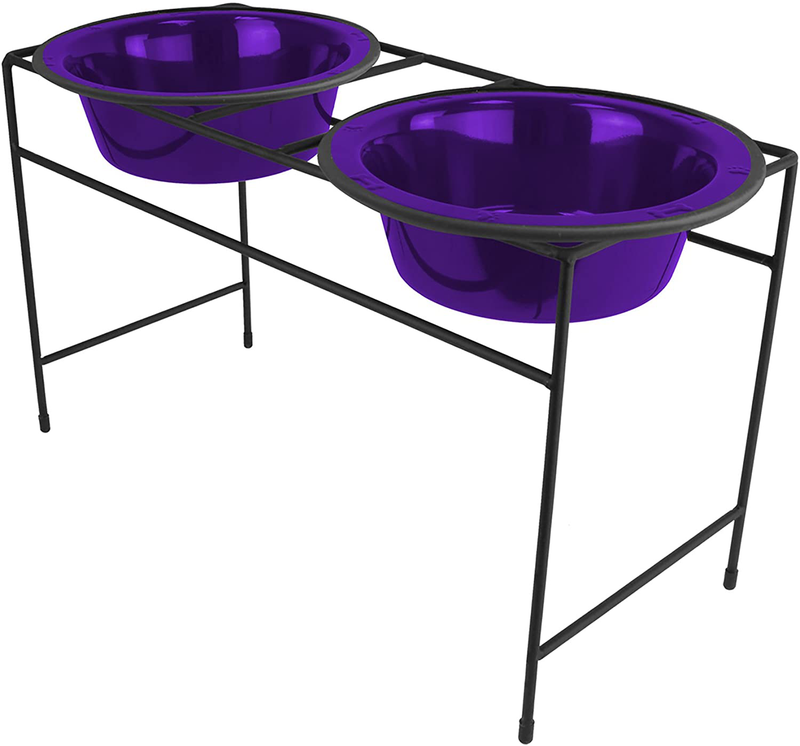 Platinum Pets Modern Double Diner Feeder with Stainless Steel Dog Bowl, Large Animals & Pet Supplies > Pet Supplies > Cat Supplies Platinum Pets Electric Purple Large (Pack of 1) 