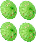 TJ Global PACK OF 4 Japanese Chinese Kids Size 22" Umbrella Parasol For Wedding Parties, Photography, Costumes, Cosplay, Decoration And Other Events - 4 Umbrellas (Green)