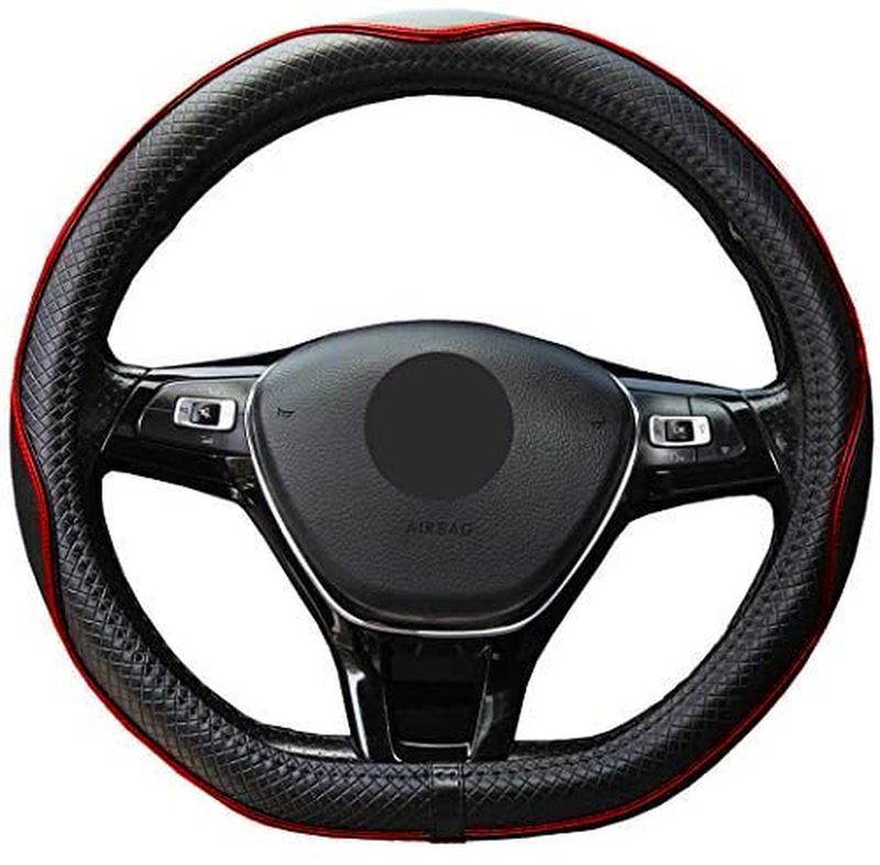 Mayco Bell Microfiber Leather Car Medium Steering wheel Cover (14.5''-15'',Black Dark Blue) Vehicles & Parts > Vehicle Parts & Accessories > Vehicle Maintenance, Care & Decor > Vehicle Decor > Vehicle Steering Wheel Covers Mayco Bell Black Red D Shape 