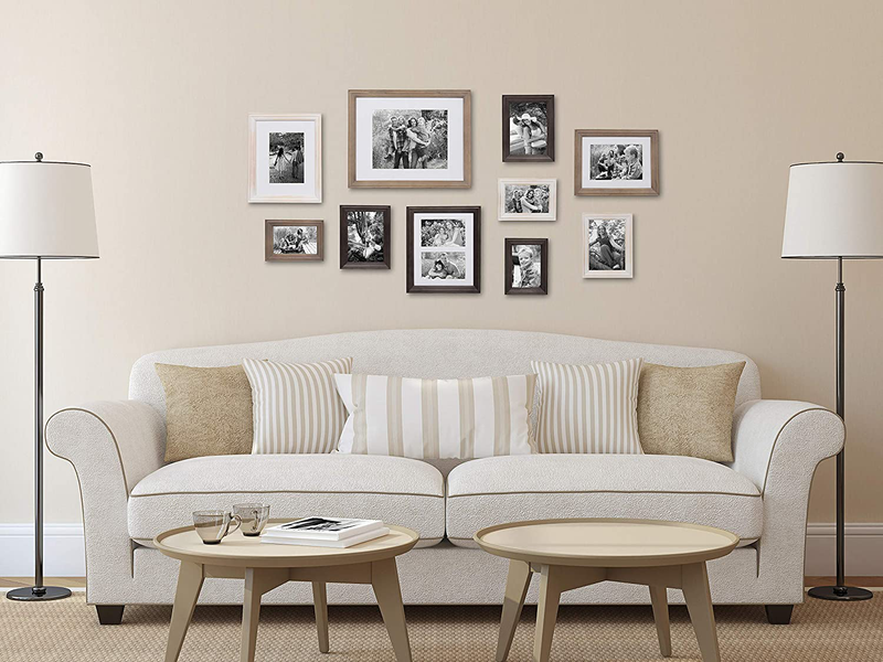 Kate and Laurel Bordeaux Gallery Wall Kit, Set of 10 with Assorted Size Frames in 3 Different Finishes - White Wash, Charcoal Gray, and Rustic Gray Home & Garden > Decor > Picture Frames Kate and Laurel   