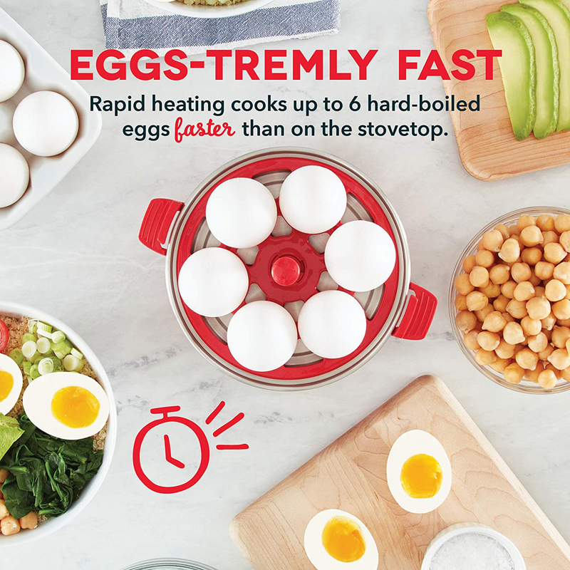 Dash Rapid Egg Cooker: 6 Egg Capacity Electric Egg Cooker for Hard Boiled Eggs, Poached Eggs, Scrambled Eggs, or Omelets with Auto Shut Off Feature - Red Home & Garden > Kitchen & Dining > Kitchen Tools & Utensils > Kitchen Knives DASH   