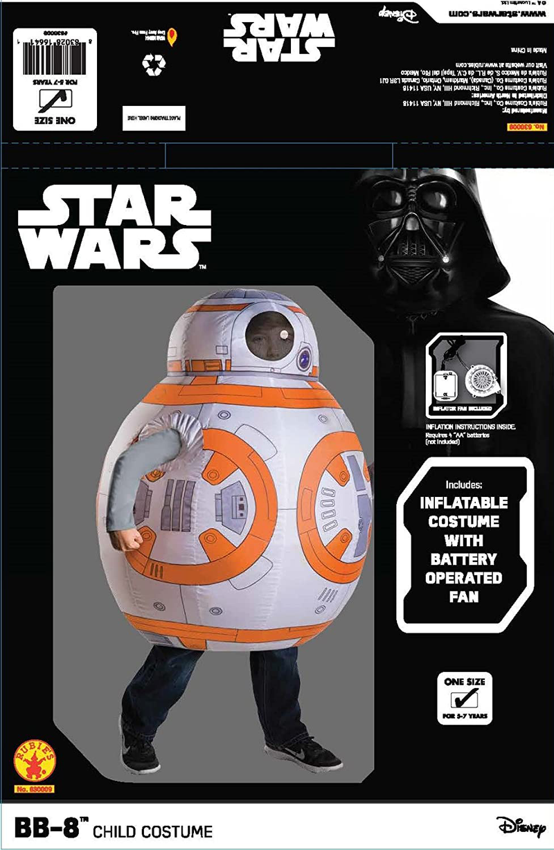 Star Wars: The Force Awakens - BB-8 Inflatable Child Costume Apparel & Accessories > Costumes & Accessories > Costumes Rubies Costume Co   