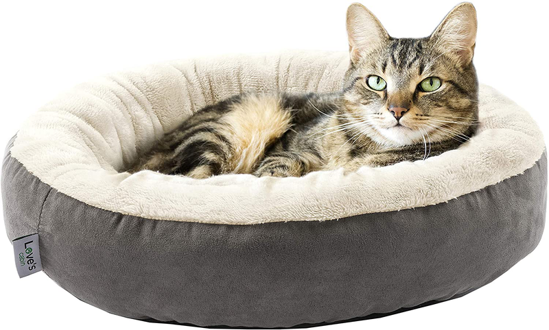 Love'S Cabin round Donut Cat and Dog Cushion Bed, 20In Pet Bed for Cats or Small Dogs, Anti-Slip & Water-Resistant Bottom, Super Soft Durable Fabric Pet Supplies, Machine Washable Luxury Cat & Dog Bed Animals & Pet Supplies > Pet Supplies > Dog Supplies > Dog Beds Love's cabin Grey  