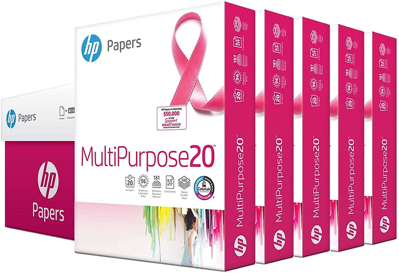 hp Printer Paper | 8.5 x 11 Paper | MultiPurpose 20 lb | 5 Ream Case - 2500 Sheets | 96 Bright | Made in USA - FSC Certified | 115100PC Electronics > Print, Copy, Scan & Fax > Printer, Copier & Fax Machine Accessories HP Papers Letter (8.5 x 11) 5 Ream | 2500 Sheets 