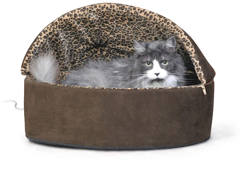 K&H Pet Products Heated Deluxe Thermo-Kitty Cat Bed with Removable Hood Animals & Pet Supplies > Pet Supplies > Cat Supplies > Cat Beds Central Garden & Pet Mocha Retail Package Large (20 In)