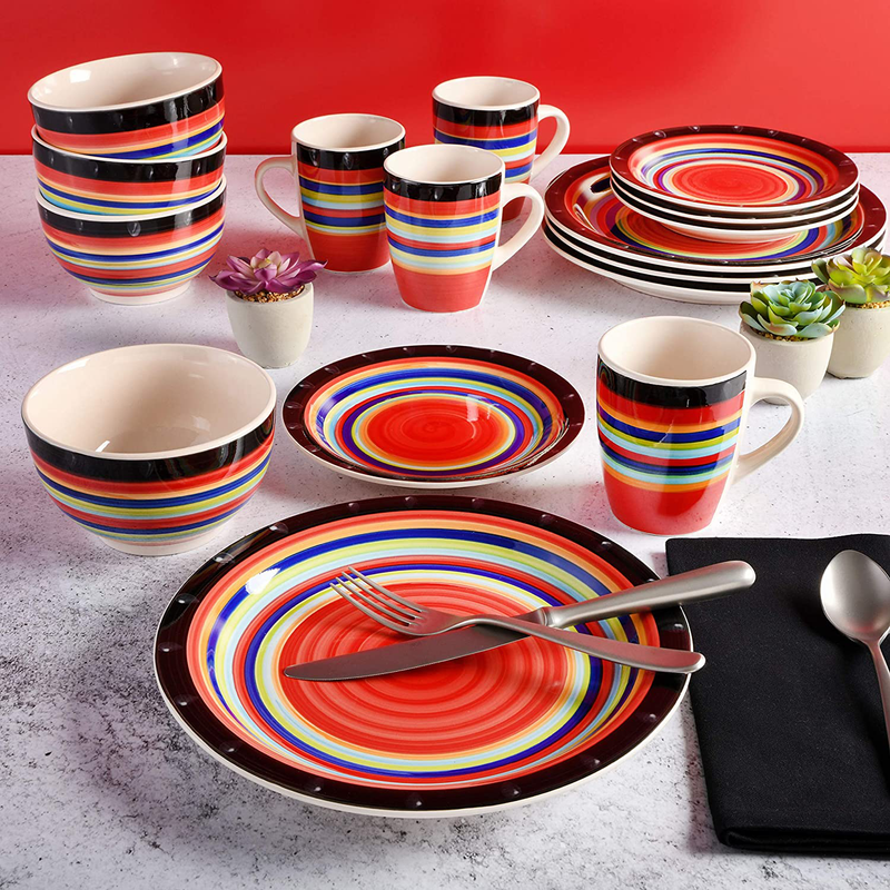 Gibson Home Casa Stella Dinnerware Set, Red, 16-piece Home & Garden > Kitchen & Dining > Tableware > Dinnerware Gibson Home   