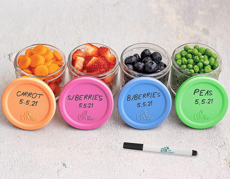 Elk and Friends 5oz Borosilicate Glass Baby Food Storage Jars with Silicone Lid | Available in 12 or 6 Set | Strong Glass Storage Containers | Microwave, Oven & Dishwasher Safe | Infant and Babies Home & Garden > Decor > Decorative Jars Elk and Friends   