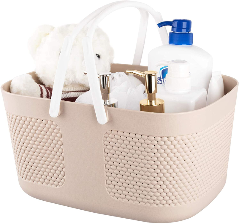 Rejomiik Portable Shower Caddy Basket Plastic Organizer Storage Basket with Handle/Drainage Holes, Toiletry Tote Bag Bin Box for Bathroom, College Dorm Room Essentials, Kitchen, Camp, Gym - Pink Sporting Goods > Outdoor Recreation > Camping & Hiking > Portable Toilets & Showers rejomiik   