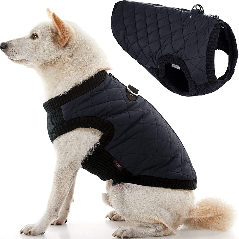 Gooby Fashion Vest Dog Jacket - Warm Zip up Dog Bomber Vest with Dual D Ring Leash - Winter Water Resistant Small Dog Sweater - Dog Clothes for Small Dogs Boy or Medium Dogs for Indoor and Outdoor Use Animals & Pet Supplies > Pet Supplies > Dog Supplies > Dog Apparel Gooby   