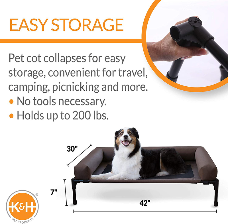 K&H Pet Products Original Bolster Pet Cot Outdoor Elevated Dog Bed with Removable Bolsters - Chocolate/Black Mesh Animals & Pet Supplies > Pet Supplies > Dog Supplies > Dog Beds K&H PET PRODUCTS   