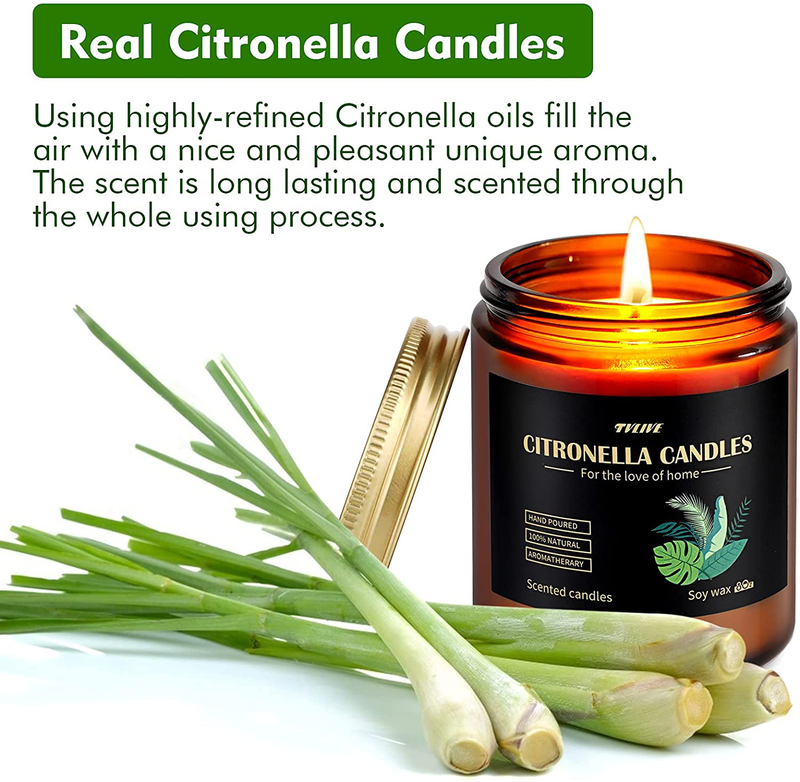 Citronella Candles Outdoor Indoor, Large Scented Jar Candles Gift Set up to 100 Hours Burning, Soy Wax Candles, Candles Gifts for Women, Garden, Patio, 2x8 Oz Home & Garden > Decor > Home Fragrances > Candles TVLIVE   