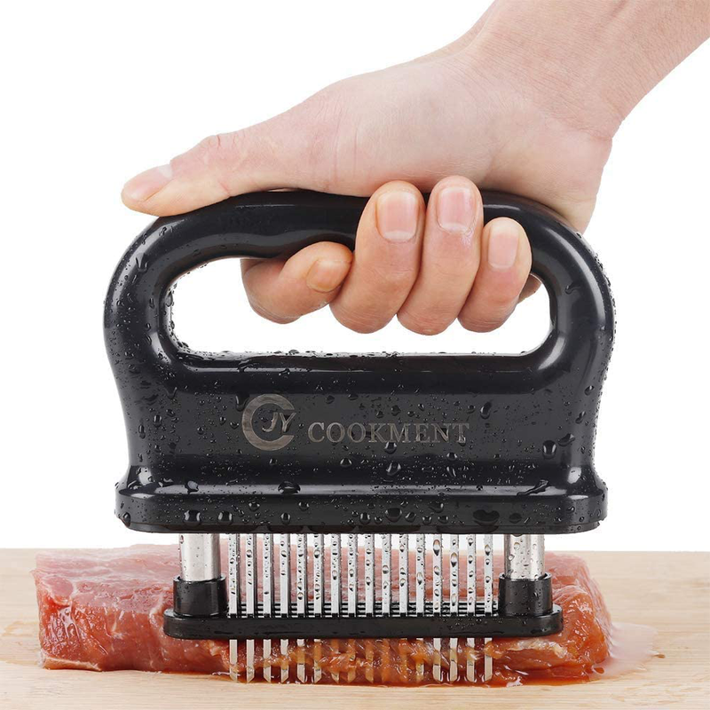 Meat Tenderizer with 48 Stainless Steel Ultra Sharp Needle Blades, Kitchen Cooking Tool Best for Tenderizing, BBQ, Marinade by JY COOKMENT Home & Garden > Kitchen & Dining > Kitchen Tools & Utensils JY COOKMENT Stainless Steel Regular 