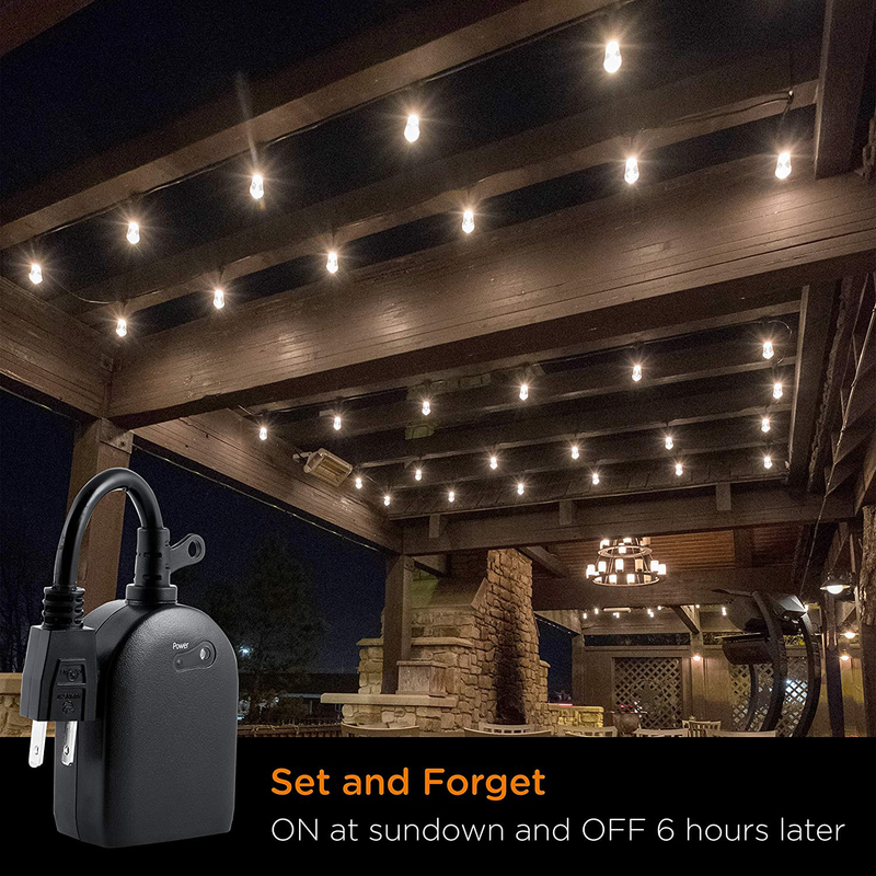 myTouchSmart, Black Automatic Outdoor Plug-in Timer, Photocell Sensor, On at Dusk/6-Hour Countdown, 1 Grounded Outlet, Weather Resistant, Ideal for Seasonal, String Lights, LED, 36170, 1 Pack Home & Garden > Lighting Accessories > Lighting Timers myTouchSmart   