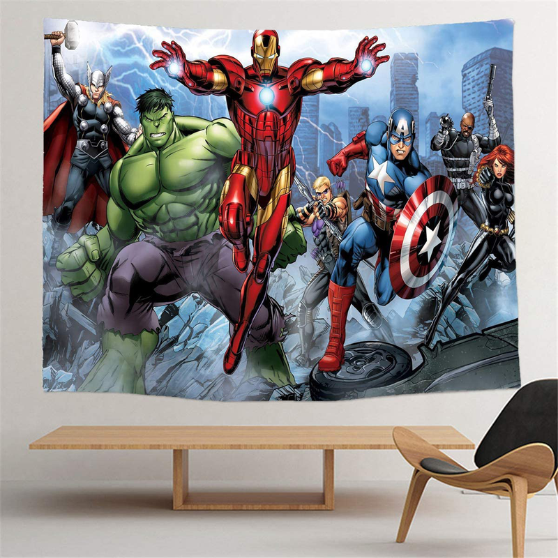 Hulk Iron Man Spider-man Captain America Superhero Custom Tapestry,Comics Theme Wall Hanging for Bedroom Living Room Dorm, 60 X 50 Inch Home & Garden > Decor > Artwork > Decorative Tapestries YCLQCTPART   