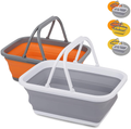 Tiawudi 2 Pack Collapsible Sink with 2.25 Gal / 8.5L Each Wash Basin for Washing Dishes, Camping, Hiking and Home Sporting Goods > Outdoor Recreation > Camping & Hiking > Tent Accessories Tiawudi Orange and Grey  