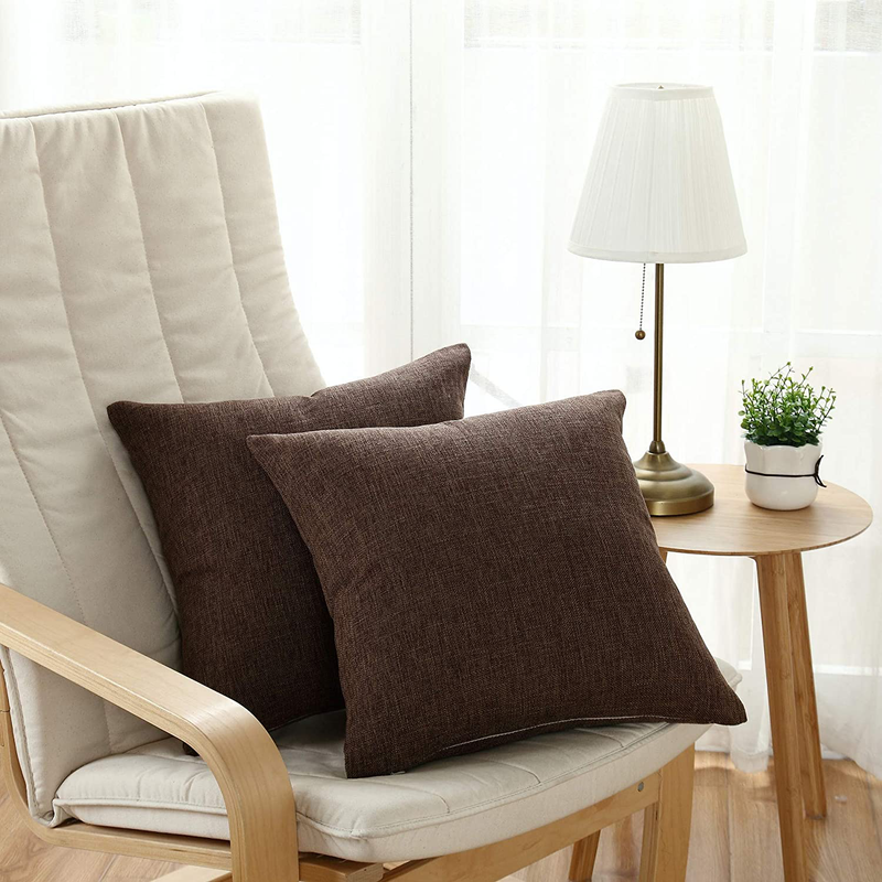 Sunday Praise Linen Decorative Throw Pillow Covers,Classical Square Solid Color Pillow Cases,16X16 Inches Cushion Covers for Sofa Couch Bed&Car,Pack of 2 (Brown) Home & Garden > Decor > Chair & Sofa Cushions Sunday Praise   