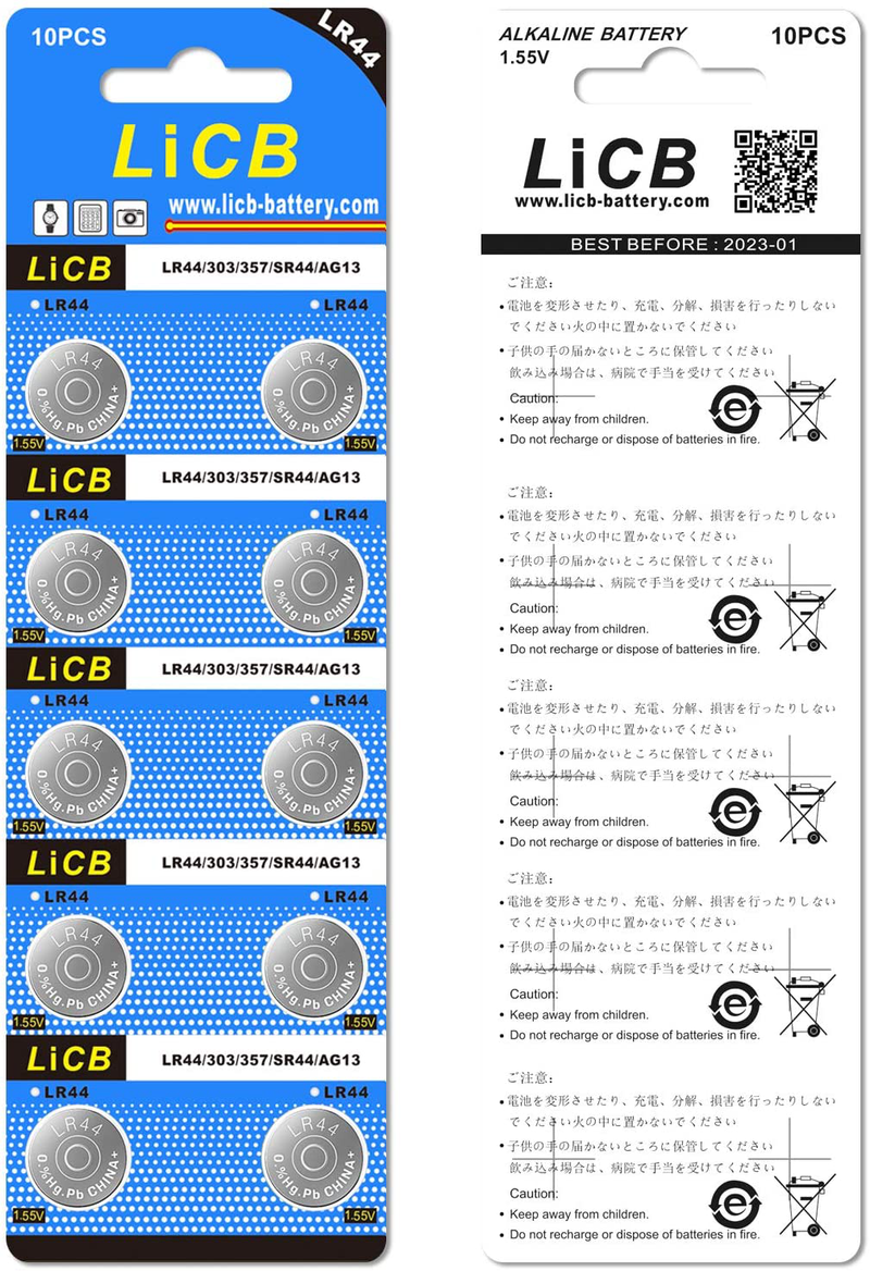 LiCB 20 Pack LR44 AG13 357 303 SR44 Battery 1.5V Button Coin Cell Batteries Electronics > Electronics Accessories > Power > Batteries LiCB   