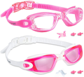 Kids Swim Goggles, Pack of 2 Swimming Goggles for Children Teens, Anti-Fog Anti-UV Youth Swim Glasses Leak Proof for Age4-16 Sporting Goods > Outdoor Recreation > Boating & Water Sports > Swimming > Swim Goggles & Masks EverSport Rosered & Pink  