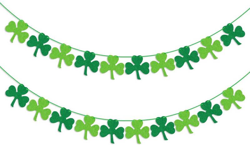 Felt Shamrock Clover Garland Banner - NO DIY - St. Patrick 'S Day Banner Decor - St. Patrick 'S Day Garland Decorations - Irish Party Supplies - Green and Light Green Color Arts & Entertainment > Party & Celebration > Party Supplies Partyprops   