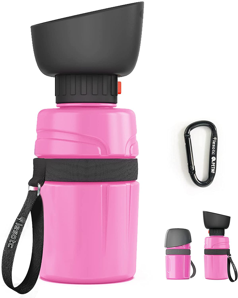 lesotc Pet Water Bottle for Dogs, Dog Water Bottle Foldable, Dog Travel Water Bottle, Dog Water Dispenser, Lightweight & Convenient for Travel BPA Free Animals & Pet Supplies > Pet Supplies > Dog Supplies lesotc Pink-2G 21oz 