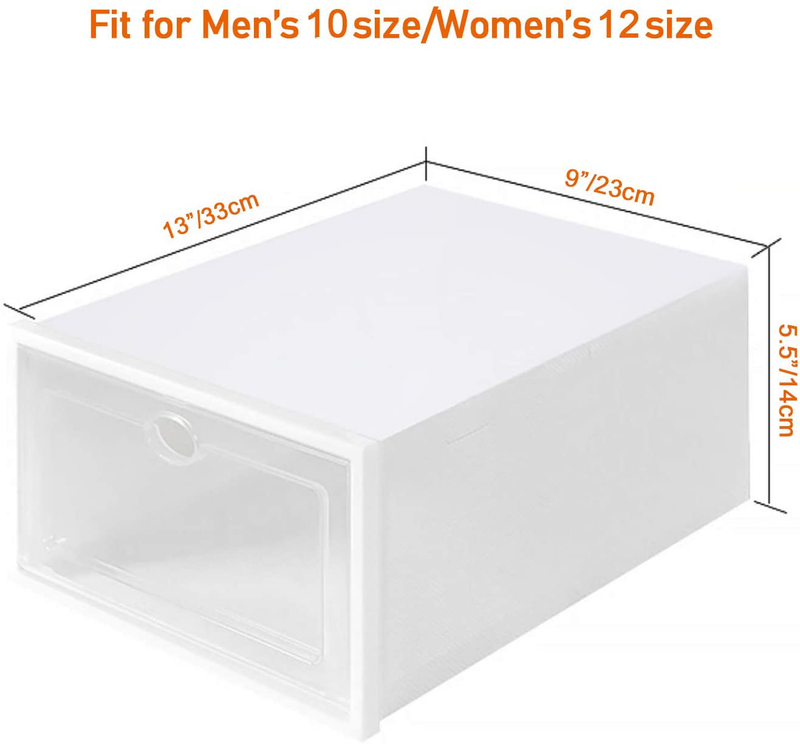Shoe Box, 12 Pack Shoe Storage Boxes Clear Plastic Stackable, Shoe Organizer Containers with Lids for Women/Men (13” X 9” X 5.5”)