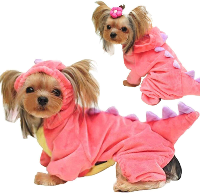 Halloween Costume for Pet Dog Cat Dinosaur Hoodies Animals Fleece Jacket Coat Warm Outfits Clothes for Small Medium Dogs Cats Halloween Cosplay Apparel Accessories Animals & Pet Supplies > Pet Supplies > Cat Supplies > Cat Apparel GBD Pink Large 