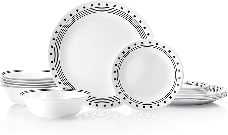 Corelle Service for 6, Chip Resistant, Winter Frost White Dinnerware Set, 18-Piece Home & Garden > Kitchen & Dining > Tableware > Dinnerware Corelle City Block Plates 