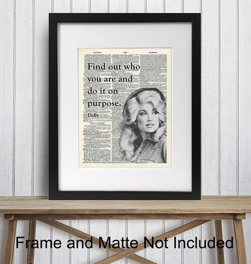 Dolly Parton Quote - Dictionary Wall Art Print - 8x10 Photo Picture - Unique Gift for Country Music, Dollywood Fans - Unframed Motivational Inspirational Home Decor, Room Decoration Poster Home & Garden > Decor > Seasonal & Holiday Decorations Yellowbird Art & Design   