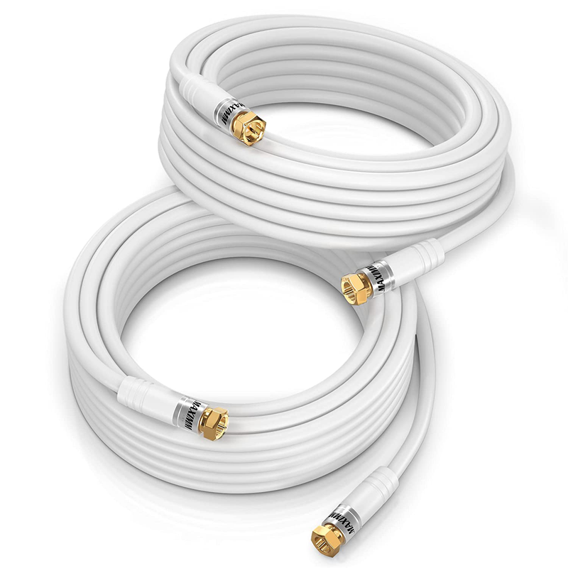 Maximm Coaxial - 2 Pack - White - Triple Shielded Audio and Video Coax Cable with Male F Connector Pin (25 Feet) Electronics > Electronics Accessories > Cables > Audio & Video Cables Maximm White 25 Feet x2 
