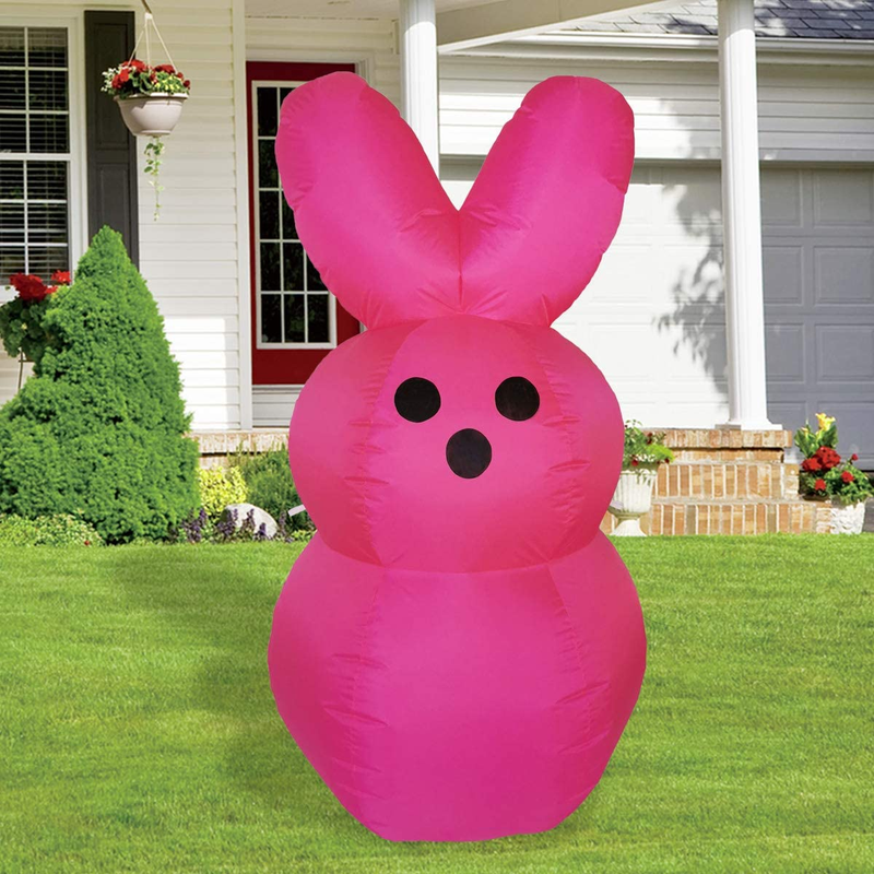 GOOSH 5 Ft Tall Easter Inflatable Decorations Blue Bubble Bunny with Build in Leds Blow up Inflatables for Easter Holiday Party, Outdoor, Yard Decoration Home & Garden > Decor > Seasonal & Holiday Decorations DJ Pink  