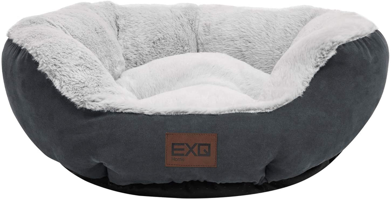 EXQ Home Soft Cat Beds for Indoor Cats,Fluffy Calming Cat Bed with Slip-Resistant Bottom,Plush round Dog Beds for Small Dogs,Kitten Bed Machine Washable Pet Beds for Small Dogs Animals & Pet Supplies > Pet Supplies > Cat Supplies > Cat Beds EXQ Home Grey-3 20in 