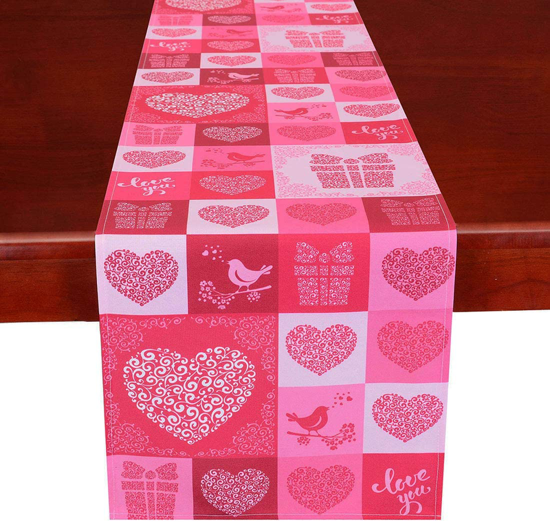 Simhomsen Printed Rose Pink Table Runner for Valentine'S Day, Decorative Scarf for Wedding Anniversary, Marriage Proposals, Engagements, Romantic Events or Parties Rectangle (15 × 68 Inch) Home & Garden > Decor > Seasonal & Holiday Decorations Simhomsen 15 × 87 Inch  