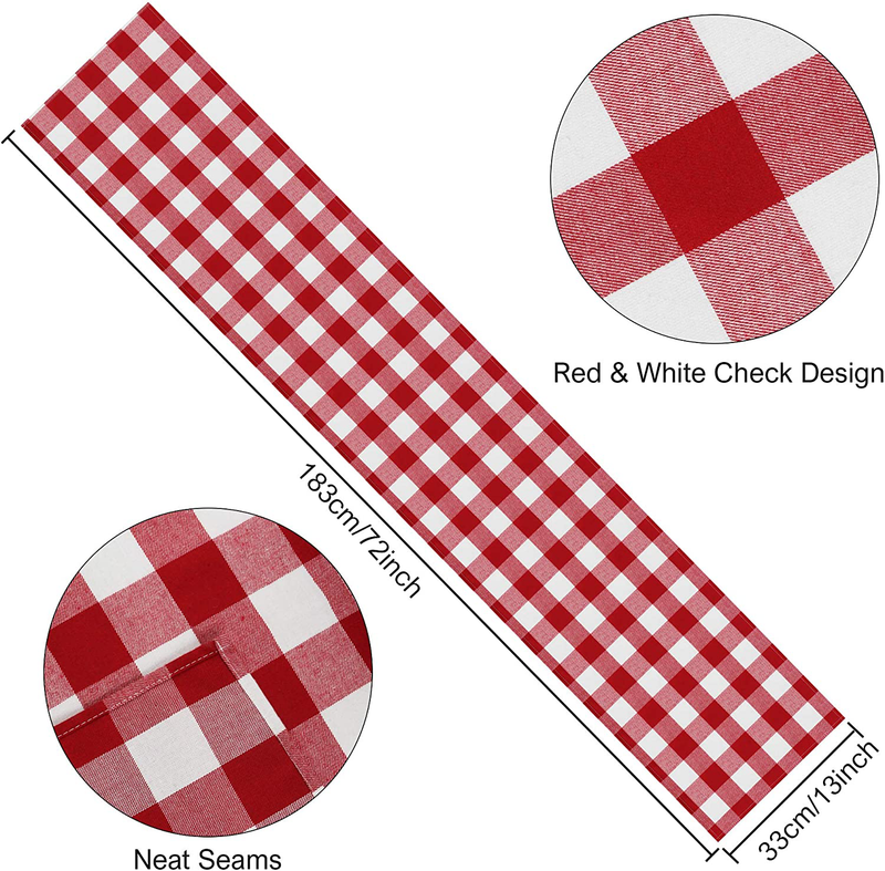 Comken Valentine'S Day Table Runner, Red & White Buffalo Plaid Check Table Runner for Valentines Table Decorations Dinner Party Supplies - 13 X 72 Inches Home & Garden > Decor > Seasonal & Holiday Decorations Comken   