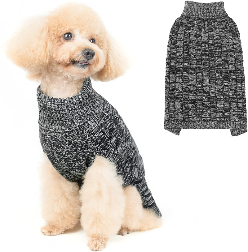 PUPTECK Dog Winter Sweaters - Classic Cold Days Dog Coat Knitted Clothes Soft Warm for Small Medium Large Dogs Indoor Outdoor Wearing Animals & Pet Supplies > Pet Supplies > Dog Supplies > Dog Apparel PUPTECK Black SM 