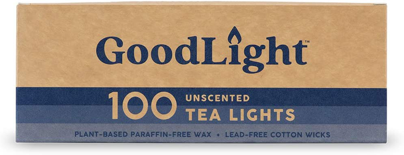 GoodLight Paraffin-Free Unscented Tea Light Candle, 100-count
