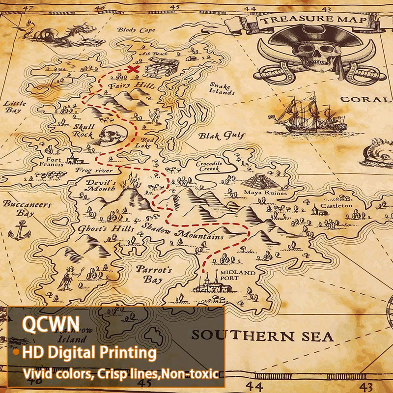 QCWN Pirate Map Tapestry, Treasure Map Tapestry, Island Treasure Map Nautical Wall Tapestry,Tapestry for Men,Halloween Map Tapestry Room Decor for Men,Pirate Decor,Birthday Party. Home & Garden > Decor > Artwork > Decorative Tapestries QCWN   