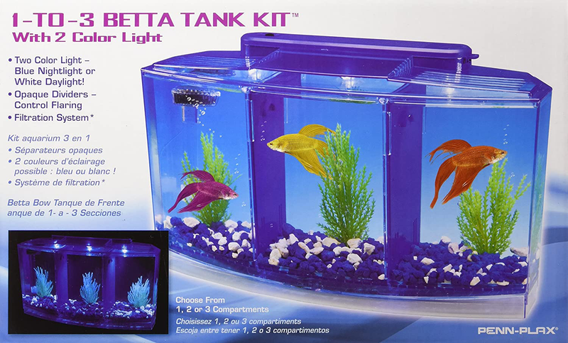 Penn Plax Deluxe Triple Betta Bow Aquarium Tank, 0.7-Gallon
