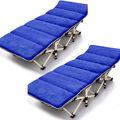 Folding Camping Cots for Adults Heavy Duty Cot with Carry Bag, Portable Durable Sleeping Bed for Camp Office Home Use Outdoor Cot Bed for Traveling (2Pack -Blue with Mattress) Sporting Goods > Outdoor Recreation > Camping & Hiking > Camp Furniture JOZTA 2pack -Blue With Mattress  