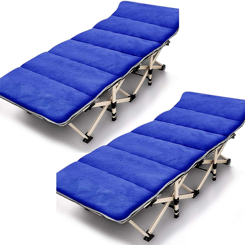 Folding Camping Cots for Adults Heavy Duty Cot with Carry Bag, Portable Durable Sleeping Bed for Camp Office Home Use Outdoor Cot Bed for Traveling (2Pack -Blue with Mattress) Sporting Goods > Outdoor Recreation > Camping & Hiking > Camp Furniture JOZTA 2pack -Blue With Mattress  